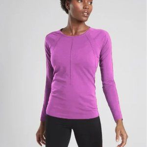 Athleta Foothill Long Sleeve Tee, Dark Violet Blush, XL
